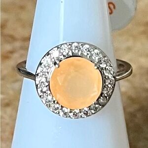 Bomb Party RETRO RBP2350 Rounding of Elegance Peach Morganite on Rhodium Ring